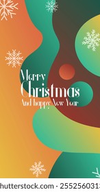 merry christmas and happy new year in abstratct background . abstract greeting card in vertical mode for print or social media story or post vector illustration. 