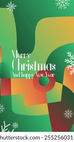 merry christmas and happy new year in abstratct background . abstract greeting card in vertical mode for print or social media story or post vector illustration. 
