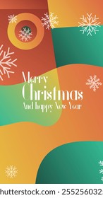 merry christmas and happy new year in abstratct background . abstract greeting card in vertical mode for print or social media story or post vector illustration. 