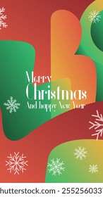 merry christmas and happy new year in abstratct background . abstract greeting card in vertical mode for print or social media story or post vector illustration. 