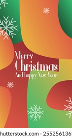 merry christmas and happy new year in abstratct background . abstract greeting card in vertical mode for print or social media story or post vector illustration. 