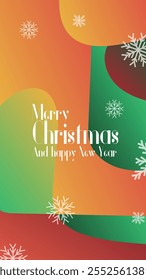 merry christmas and happy new year in abstratct background . abstract greeting card in vertical mode for print or social media story or post vector illustration. 
