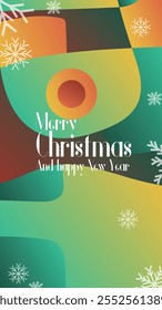 merry christmas and happy new year in abstratct background . abstract greeting card in vertical mode for print or social media story or post vector illustration. 