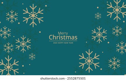 Merry Christmas and Happy New Year banner with snowflake and snowy background. Vector Illustration for Christmas card. Designs for print, cover and wallpaper.