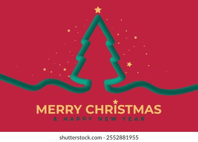 Merry Christmas and Happy New Year Greeting Card Vector Template