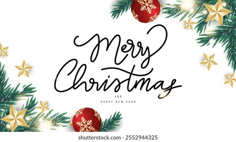 Merry Christmas and happy new year background, Merry Christmas  handwriting , Christmas element for web, banners template design. Vector illustration EPS10