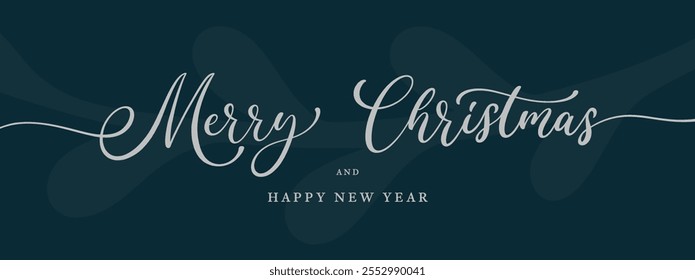 Merry Christmas and Happy New Year banner design. Xmas calligraphy text for postcard, poster, banner design element. Merry Christmas handwritten lettering.