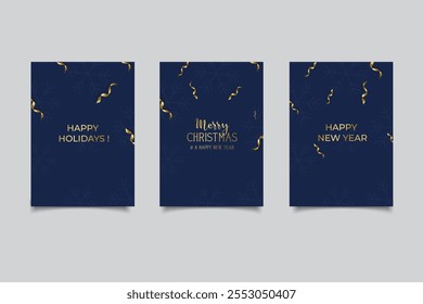 Merry Christmas and Happy New Year Set of greeting cards collection