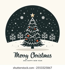 Merry Christmas and Happy New Year background. Vector Illustration.