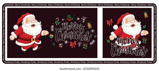 Merry Christmas and Happy New Year Poster or banner with cute santa claus in gift box and christmas element for Retail,Shopping or Christmas Promotion.Vector illustration 