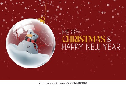Merry Christmas and Happy New Year" greeting card. Designed card features a vibrant holiday theme, Greeting card, banner, poster