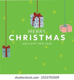 Merry Christmas and happy new year lettering 3d style typography art design. wish you Merry Christmas background with gift box light effect. Lettering Merry Christmas and Happy New Year. 