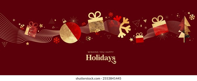 Merry Christmas and Happy New Year Greeting Card. Vector illustration for background, greeting card, party invitation card, website banner, social media banner, business and marketing material.