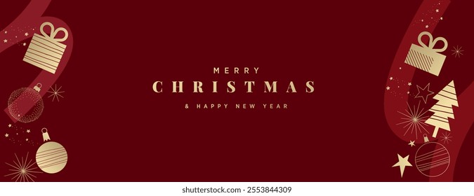 Merry Christmas and Happy New Year. Vector illustration for background, greeting card, party invitation card, website banner, social media banner, business and marketing material.