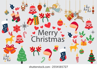 Merry Christmas and Happy New Year. Template for greetings, banners, posters, postcards and holiday invitations.