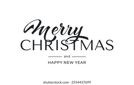 Merry Christmas and Happy New Year hand lettering calligraphy. Vector holiday illustration element.