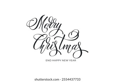 Merry Christmas and Happy New Year hand lettering calligraphy. Vector holiday illustration element.