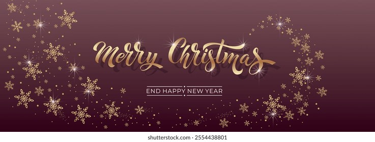 Merry Christmas and Happy New Year hand lettering calligraphy. Vector holiday illustration element.