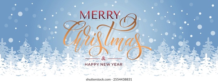 Merry Christmas and Happy New Year hand lettering calligraphy. Vector holiday illustration element.