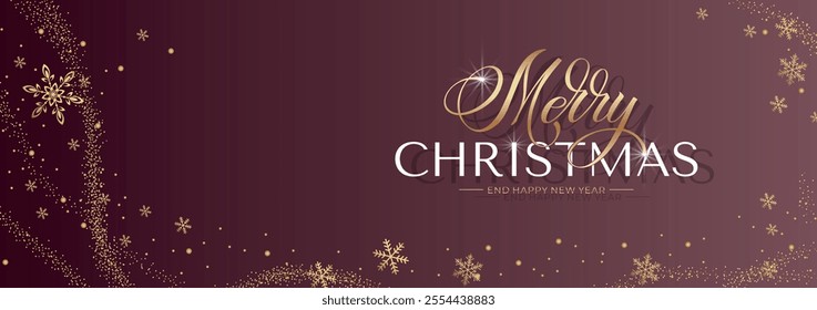 Merry Christmas and Happy New Year hand lettering calligraphy. Vector holiday illustration element.
