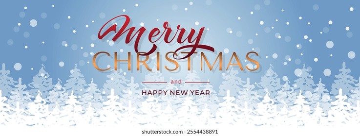 Merry Christmas and Happy New Year hand lettering calligraphy. Vector holiday illustration element.
