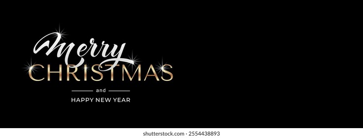 Merry Christmas and Happy New Year hand lettering calligraphy. Vector holiday illustration element.