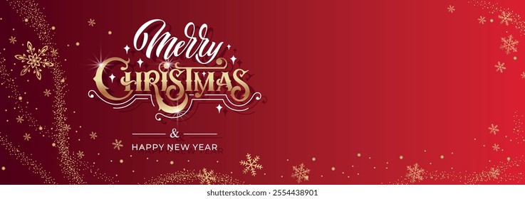 Merry Christmas and Happy New Year hand lettering calligraphy. Vector holiday illustration element.