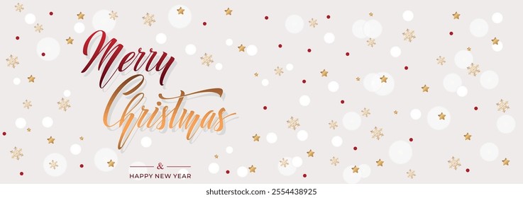 Merry Christmas and Happy New Year hand lettering calligraphy. Vector holiday illustration element.