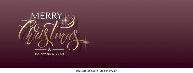 Merry Christmas and Happy New Year hand lettering calligraphy. Vector holiday illustration element.