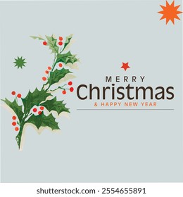 Merry Christmas and Happy New Year Winter Scene with leaf star ,letter. Christmas wish and Decorations on white Background. Christmas Promotion Poster or banner template and social media post design