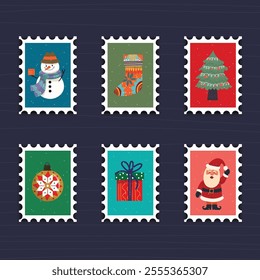 Merry Christmas and Happy New Year Luxury Brochure Greeting Card Poster Set Holiday Vector Illustration Snowflakes Christmas Tree On Background