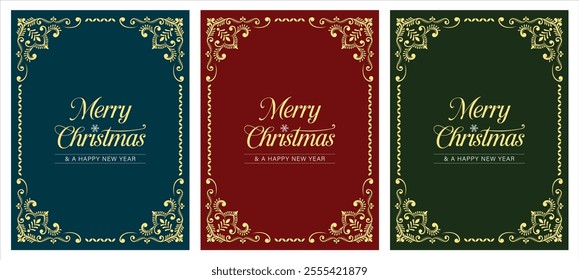 Merry Christmas and Happy New Year greeting card Set. Modern beautiful Xmas design with typography, Christmas lettering festive abstract vector, Minimal art banner, poster, cover templates