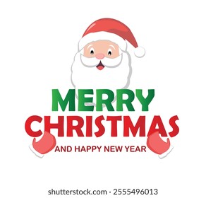 Merry Christmas and Happy New Year typography, White background, Vector illustration