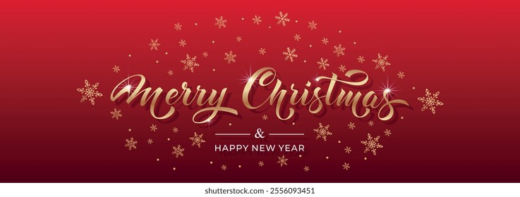 Merry Christmas and Happy New Year hand lettering calligraphy. Vector holiday illustration element.