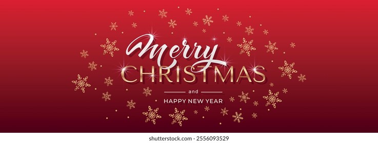Merry Christmas and Happy New Year hand lettering calligraphy. Vector holiday illustration element.