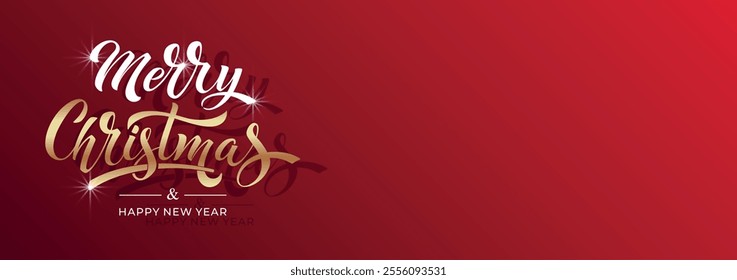 Merry Christmas and Happy New Year hand lettering calligraphy. Vector holiday illustration element.