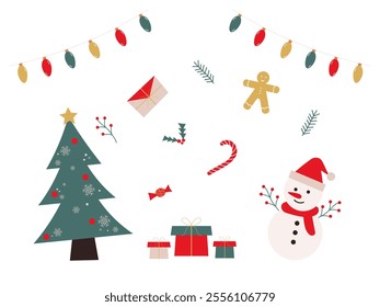 Merry Christmas, Happy New Year icons set vector illustration EPS10