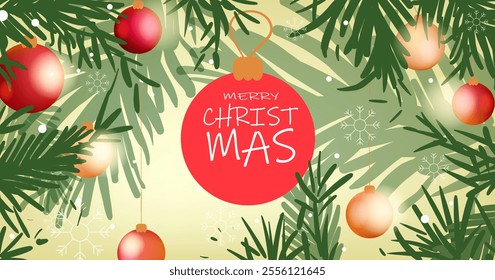 Merry Christmas and Happy New Year greeting cards vector illustration design. Christmas background with trees, balls, stars, lights for banner, cards, poster, cover.