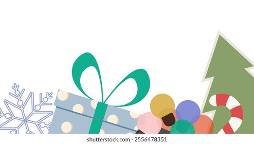 Merry Christmas and Happy New Year Vector Template with Empty Space. Horizontal Background for Winter Holiday design.