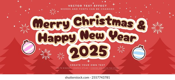 Merry Christmas and Happy new year 2025 text effect