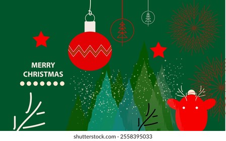 Merry Christmas and happy new year greeting card. Design illustration for season's greeting cards, posters, covers.