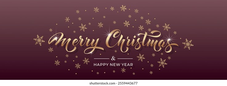 Merry Christmas and Happy New Year hand lettering calligraphy. Vector holiday illustration element.