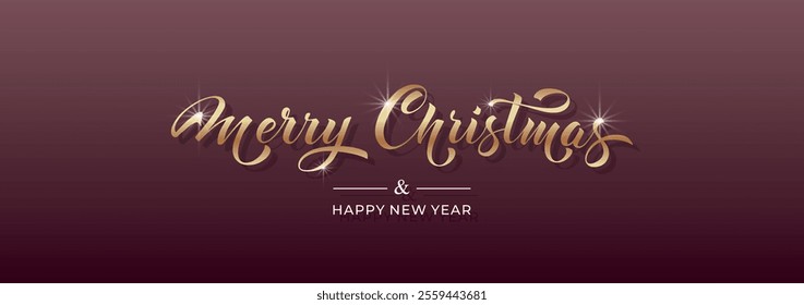 Merry Christmas and Happy New Year hand lettering calligraphy. Vector holiday illustration element.