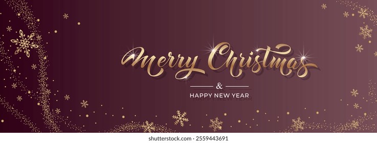 Merry Christmas and Happy New Year hand lettering calligraphy. Vector holiday illustration element.