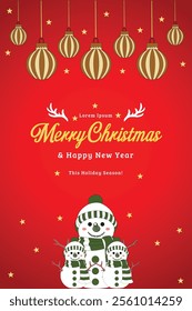 Merry Christmas, Happy New Year and Corporate Holiday greeting card templates. Trendy vector illustration with Christmas decorative elements and typography design.