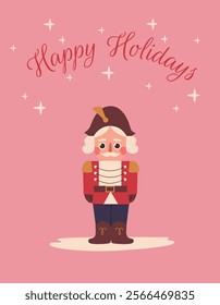 Merry Christmas and Happy New Year card. Vector illustration cartoon flat style