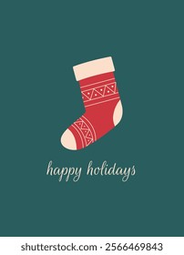 Merry Christmas and Happy New Year card. Vector illustration cartoon flat style
