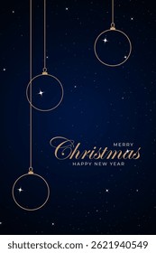 Merry Christmas and Happy New Year. Greeting card or invitation template with golden Christmas tree background. Luxury christmas invitation card art deco design vector.