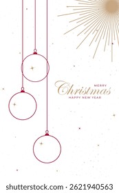Merry Christmas and Happy New Year. Greeting card or invitation template with golden Christmas tree background. Luxury christmas invitation card art deco design vector.