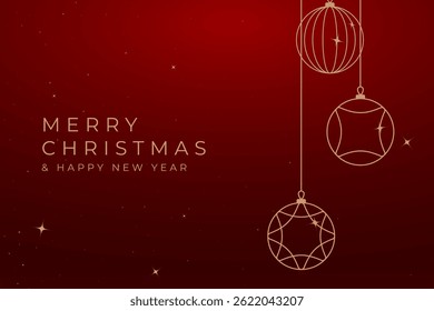 Merry Christmas and Happy New Year. Greeting card or invitation template with golden Christmas tree background. Luxury christmas invitation card art deco design vector.